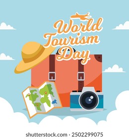 Travel the World Holiday travel time tour social media post Instagram post or web banner template vector promotion explore adventure Tourism Business Marketing summer hotel promotion vacation journey