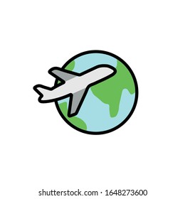 Travel World icon vector illustration isolated on white background. Outline style.