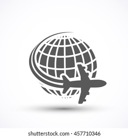 Travel the World Plane icon vector isolated on white background. airplane symbol for your design, logo, application, presentation, UI