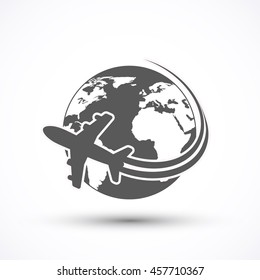 Travel the World Plane icon vector isolated on white background. airplane symbol for your design, logo, application, presentation, UI