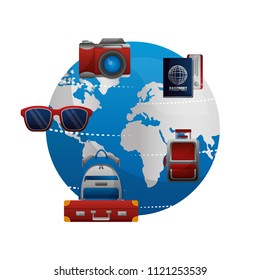 travel world sunglasses suitcases passport