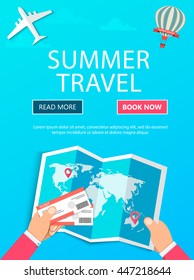 Travel to World. Vacation. Road trip. Tourism. Journey. Modern flat design. EPS 10. Colorful.