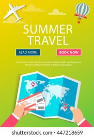 Travel to World. Vacation. Road trip. Tourism. Journey. Modern flat design. EPS 10. Colorful.