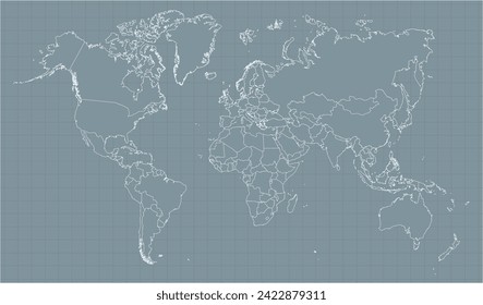 Travel worldwide, map silhouette backdrop. World map vector, isolated on background. Flat Earth, map template for web site pattern, anual report, inphographics. Globe similar worldmap icon. 