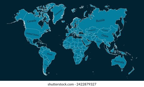 Travel worldwide, map silhouette backdrop. World map vector, isolated on background. Flat Earth, map template for web site pattern, anual report, inphographics. Globe similar worldmap icon. 