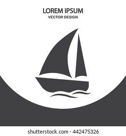 Travel yacht icon on the background