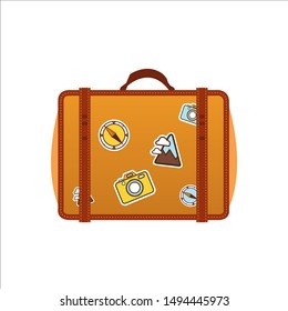 Travelbag and sticker vector and icon