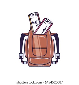 travelbag with ticket flight document