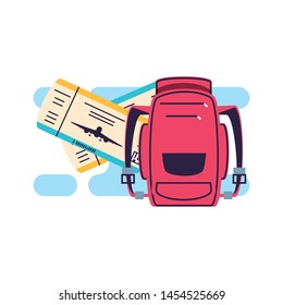 travelbag with ticket flight document