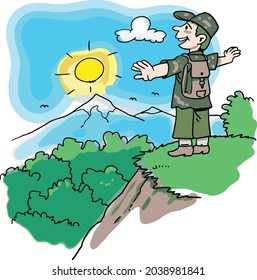 A traveler with a backpack in nature 