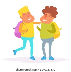 Traveler with backpack Vector. Cartoon. Isolated art on white background. Flat