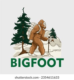 Traveler bigfoot art illustration vector template