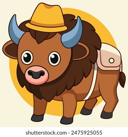 A TRAVELER BISON WITH A COOL HAT