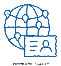 Traveler Business Card sketch icon vector. Hand drawn blue doodle line art Traveler Business Card Sign. isolated symbol illustration