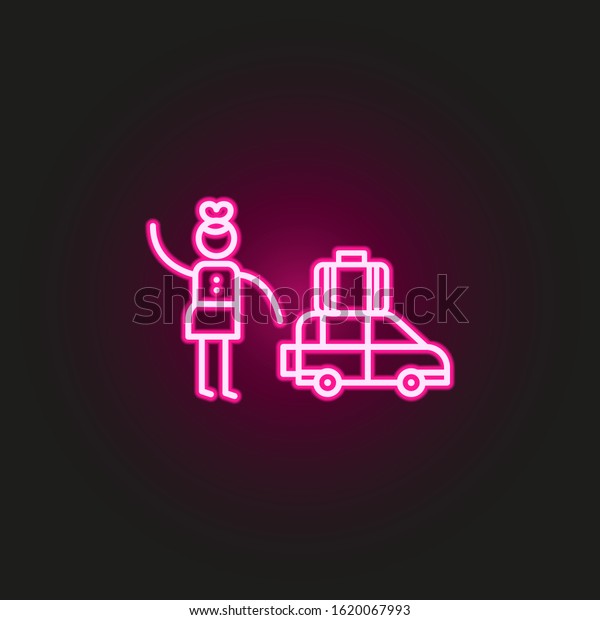 Traveler, car neon style icon. Simple thin\
line, outline vector of travel icons for ui and ux, website or\
mobile application