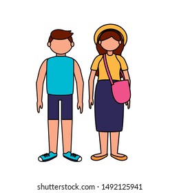 Traveler couple design, trip airport vacation journey holiday transport and voyage theme Vector illustration