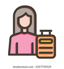 Traveler Female Vector Thick Line Filled Colors Icon For Personal And Commercial Use.
