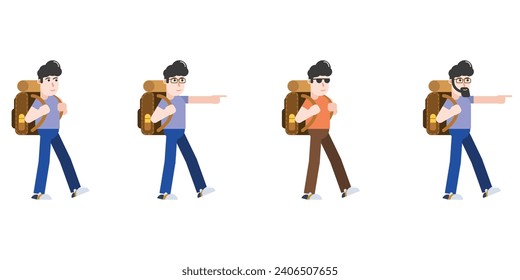 Ilustración de carácter plano del viajero en vector