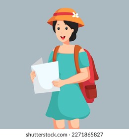 Traveler Girl Character Design Illustration