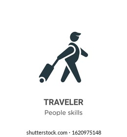Traveler glyph icon vector on white background. Flat vector traveler icon symbol sign from modern people skills collection for mobile concept and web apps design.