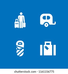 traveler icon. 4 traveler set with travel, sleeping bag and holiday suitcase vector icons for web and mobile app