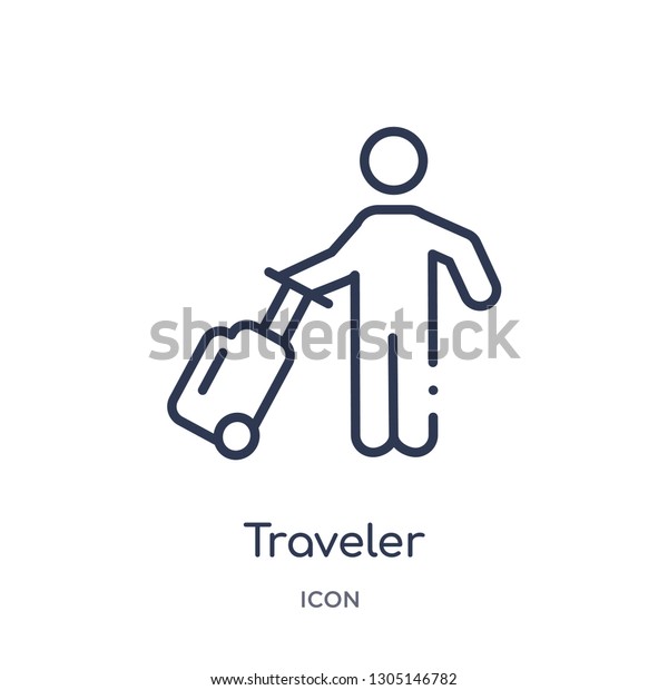 traveler icon from people\
skills outline collection. Thin line traveler icon isolated on\
white background.
