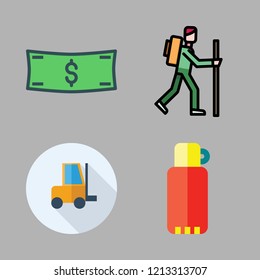 traveler icon set. vector set about money id, duty, thermos and hiker icons set.