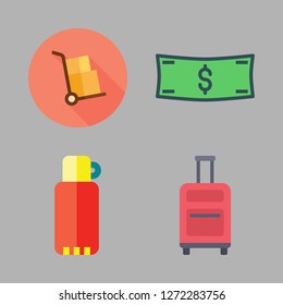 traveler icon set. vector set about money id, thermos, suitcase and packs icons set.