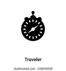Traveler icon vector isolated on white background, logo concept of Traveler sign on transparent background, filled black symbol