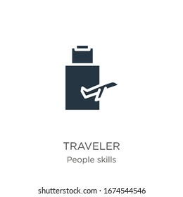 Traveler icon vector. Trendy flat traveler icon from people skills collection isolated on white background. Vector illustration can be used for web and mobile graphic design, logo, eps10