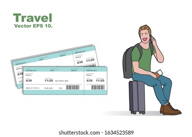 Traveler Illustrator Vector.
charater of passenger in airport.
