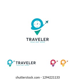 Traveler logo designs concept vector, Travel Point logo concept