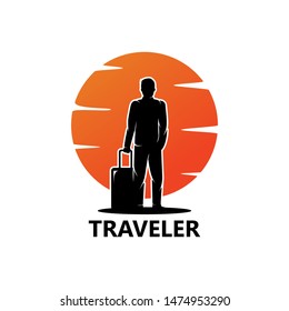 Traveler Logo Template Design Vector, Emblem, Design Concept, Creative Symbol, Icon