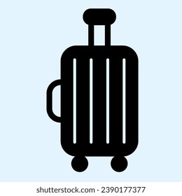 Traveler luggage solid icon. Suitcase baggage with handle on wheels. white. Horeca vector design concept, glyph style pictogram on white background, use for web and app. Eps 10