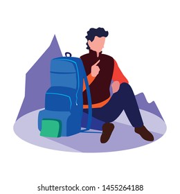 traveler man with backpack vacations