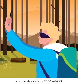 traveler man character in the outdoors