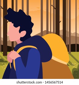 traveler man character in the outdoors