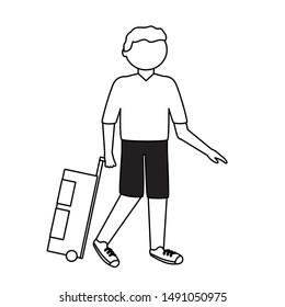 Traveler man design, trip airport vacation journey holiday transport and voyage theme Vector illustration