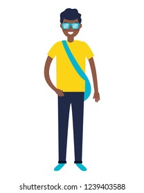 traveler man tourist on white background