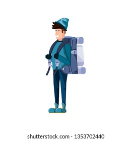 traveler man with travel bag avatar character