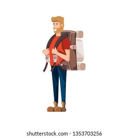 traveler man with travel bag avatar character