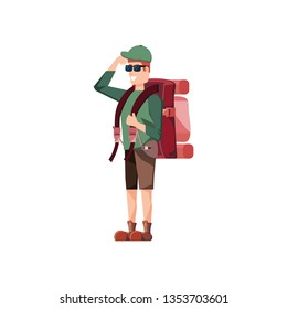 traveler man with travel bag avatar character