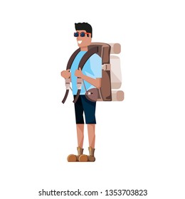 traveler man with travel bag avatar character