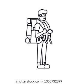 traveler man with travel bag avatar character