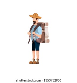 traveler man with travel bag avatar character