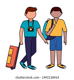 Traveler men design, trip airport vacation journey holiday transport and voyage theme Vector illustration