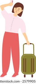 Traveler People Character with Luggage. Vector Illustration in Trendy Flat Cartoon Design.