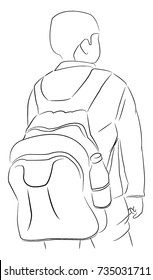Traveler with shoulder bag , Vector image.
