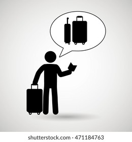traveler silhouette suitcase design, vector illustration  design