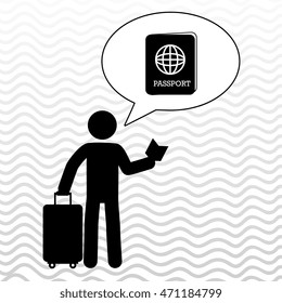 traveler silhouette suitcase design, vector illustration  design